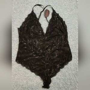 Avidlove Black Lace Metallic Teddy New With Tags
